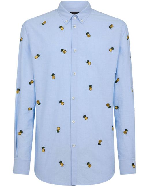 DSquared² Blue Pineapple-print Cotton Shirt for men