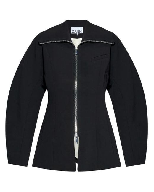 Ganni Black Curved Structured Jacket