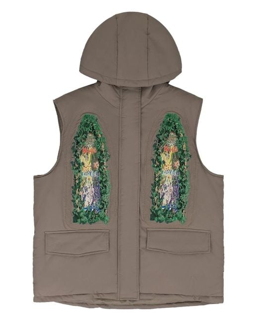 Who Decides War Men's Gray Graphic-Print Gilet