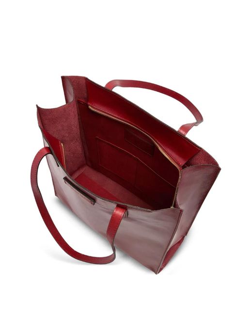The Bridge Red Sac Cabas Mirra En Cuir À Plaque Logo