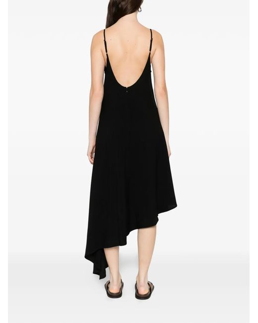 Herskind Black V-Neck Asymmetric Midi Dress