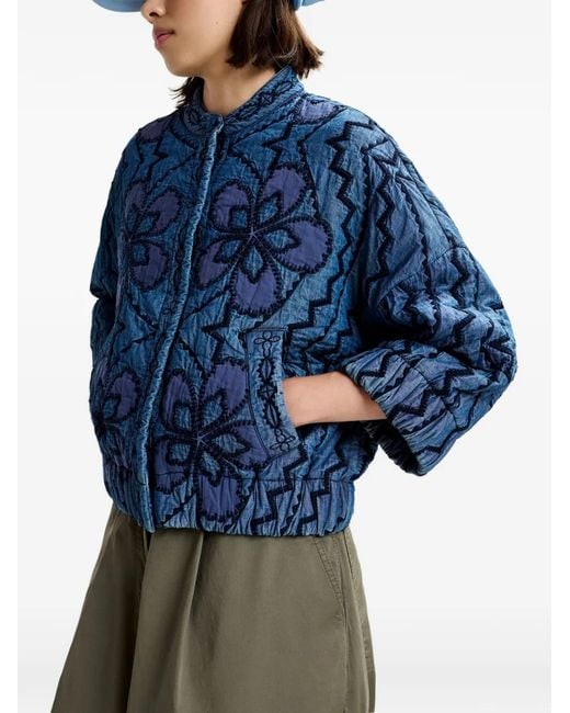 Essentiel Antwerp Blue Floral-Embroidered Jacket