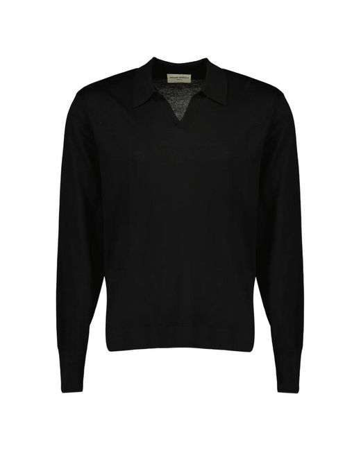 Officine Generale Black Simone Collared Sweater for men