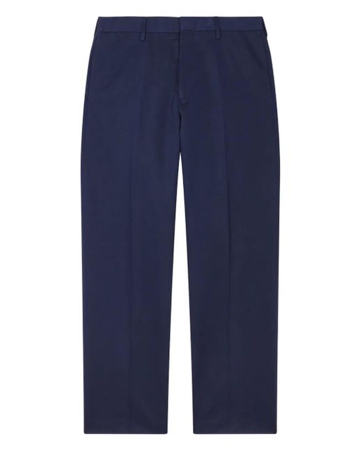 Paul Smith Blue Flat-Front Belt-Loops Trousers for men