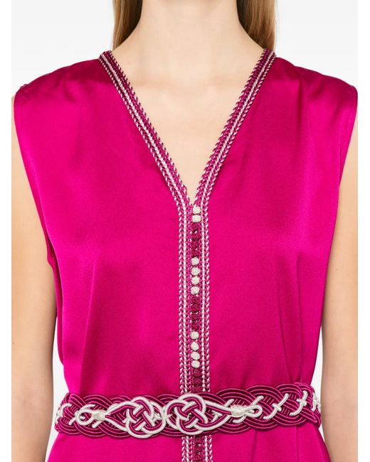 Reem Al Dhaheri Pink Embroidered Feather Kaftan Set