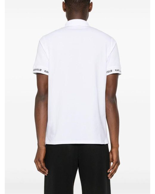 Karl Lagerfeld White Ikonik Karl-motif Polo Shirt for men