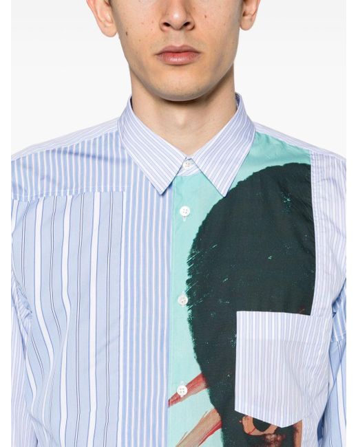 Comme des Garçons Blue Mixed-prints Panelled Shirt for men