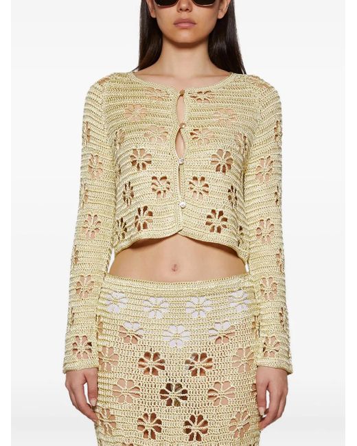 Calle Del Mar White Floral Crochet Cardigan