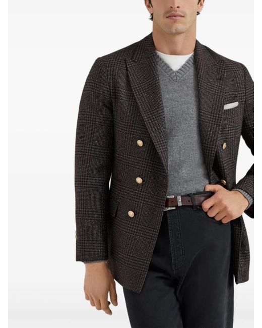 Jersey de cachemira con cuello en V Brunello Cucinelli de hombre de color Gray