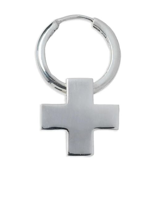 Parts Of 4 White Cross-Charm Hoop Earring
