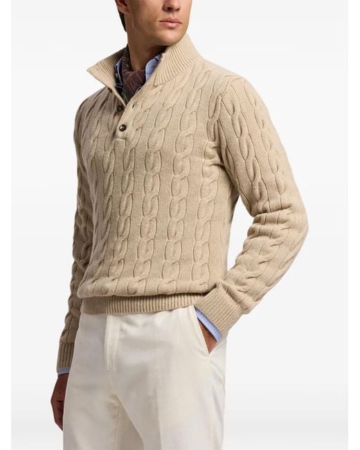 Ralph Lauren Natural Cable-Knit Polo Shirt for men