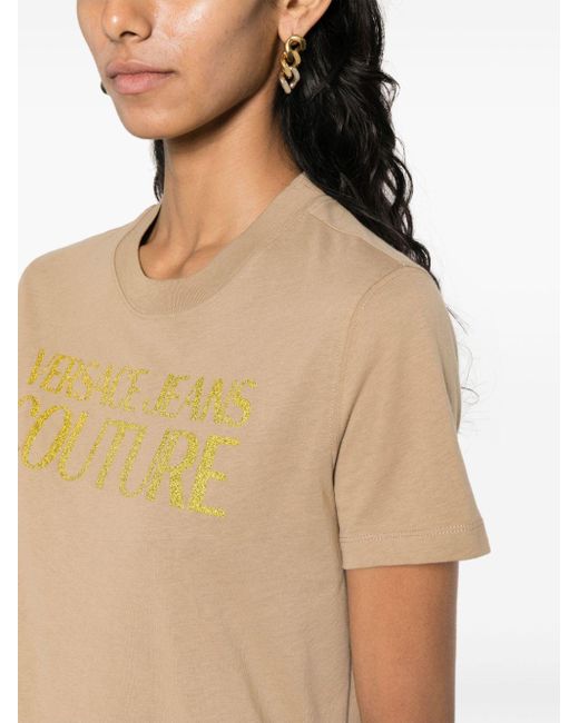 Versace T-shirt Met Logoprint in het Natural