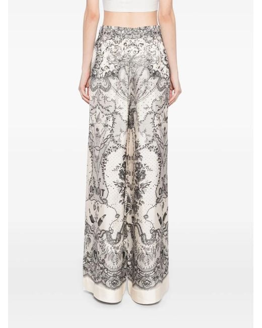 Zimmermann White Crush Silk Trousers