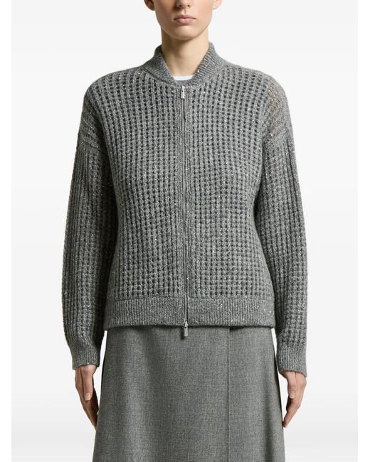 Peserico Gray Open-Knit Cardigan