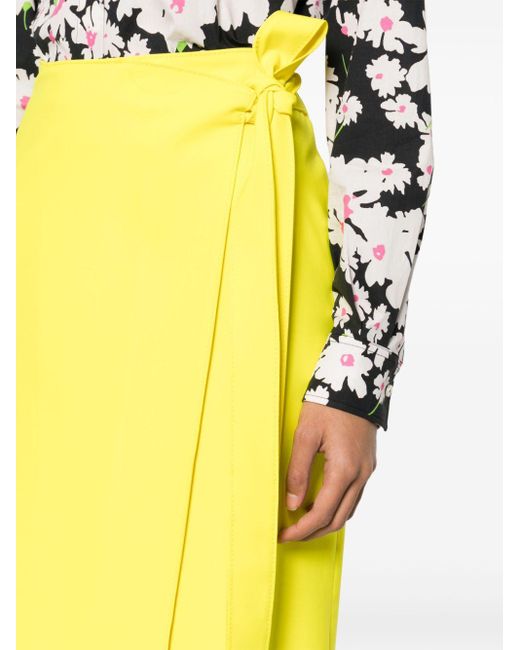MSGM Yellow Wrap Midi Skirt