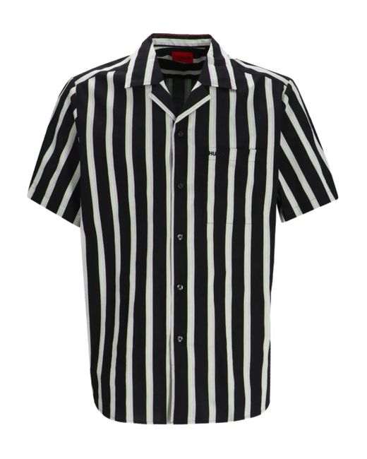 メンズ HUGO ストライプ ショートスリーブ シャツ Black