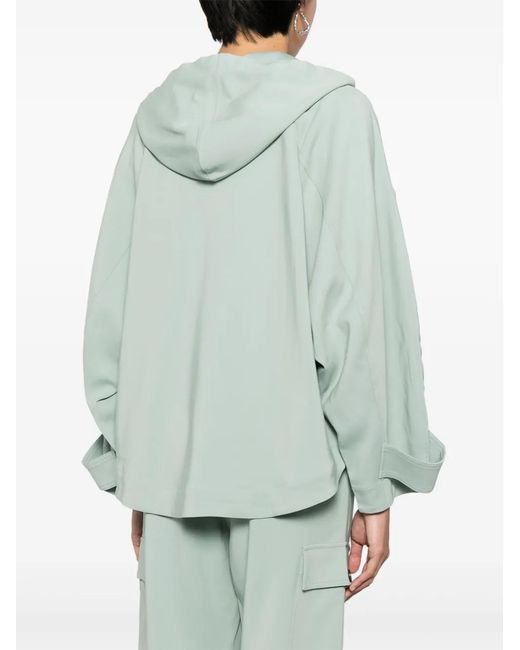 Lorena Antoniazzi Green Stretch-Virgin Wool Hooded Jacket