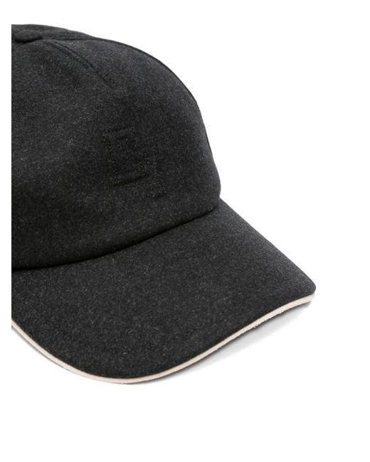 Eleventy Black Curved-Peak Wool Baseball Cap for men