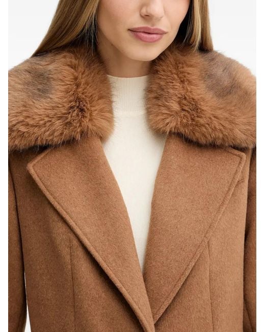 Guess Natural Faux-Fur Collar Coat
