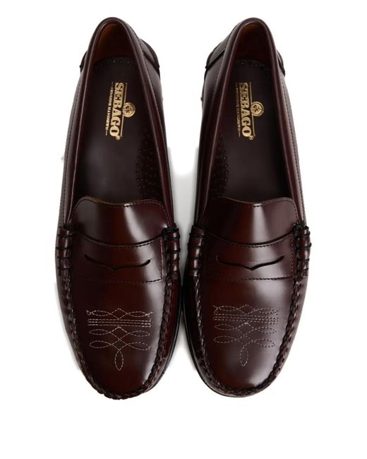 Sebago Brown Dan El Paso Embroidered Penny Loafers for men