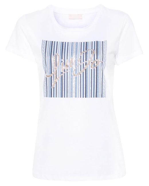 Liu Jo Blue Glitter-logo T-shirt