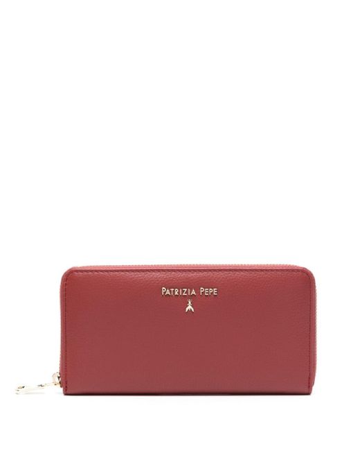 Patrizia Pepe Red Logo-lettering Leather Wallet