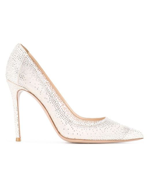Gianvito Rossi White Rania Embellished Pumps