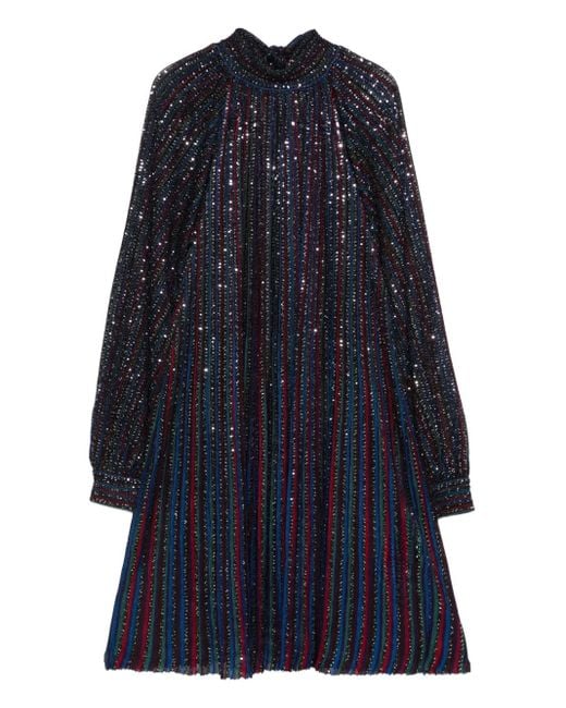 Missoni Gestreepte Jurk Verfraaid Met Pailletten in het Blue