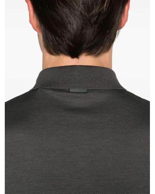 Zegna Black Piqué Cotton-blend Polo Shirt for men