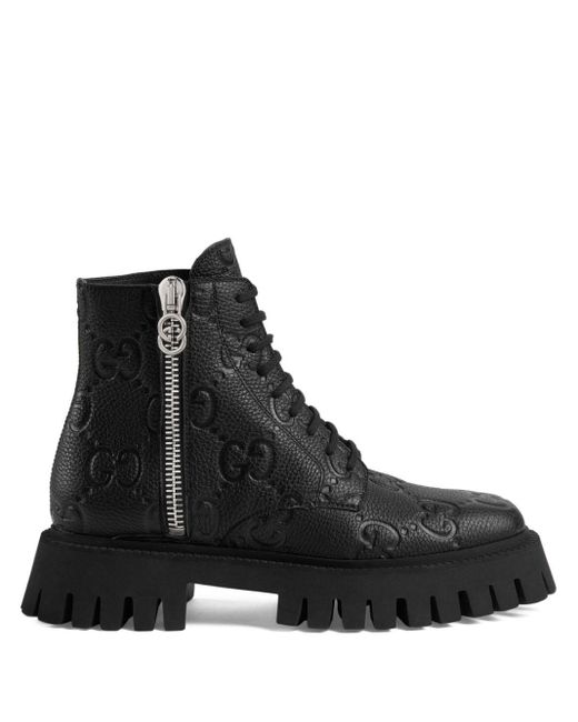 Gucci Black Glossy GG Side Zip Boots