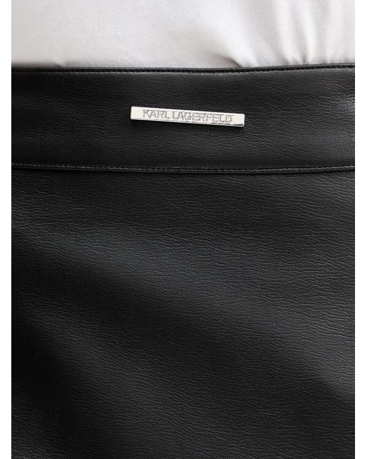 Karl Lagerfeld Black Zip Faux-Leather Mini Skirt