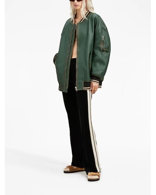 Palm Angels Black Stripe-Detail Velvet Track Pants