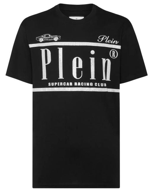 Philipp Plein Black 'Racing Club' Short Sleeve Round-Neck T-Shirt for men
