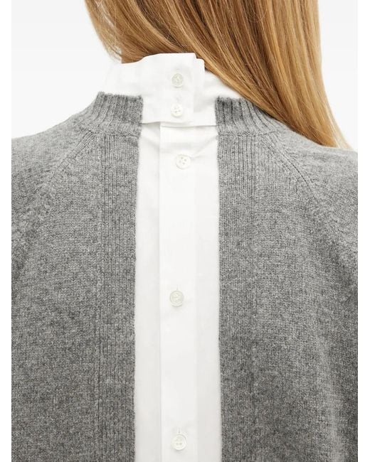 Undercover Gray Raglan-Sleeve Button-Detail Jumper