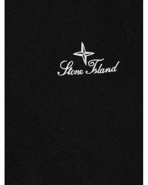 Stone Island Black Logo-Embroidered T-Shirt for men
