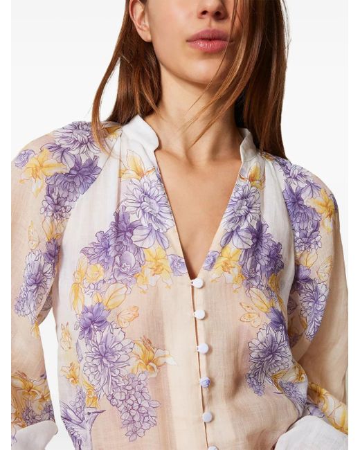 Twinset White Bluse Mit Blumen-Print