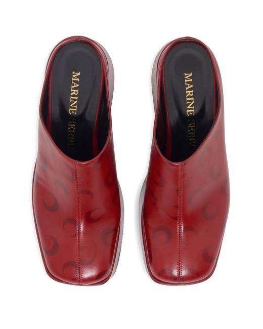 MARINE SERRE Red Moon-Airbrushed Platform Mules
