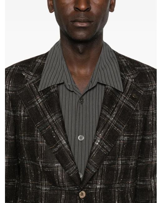 Gabriele Pasini Black Checked Long-Sleeve Jacket for men