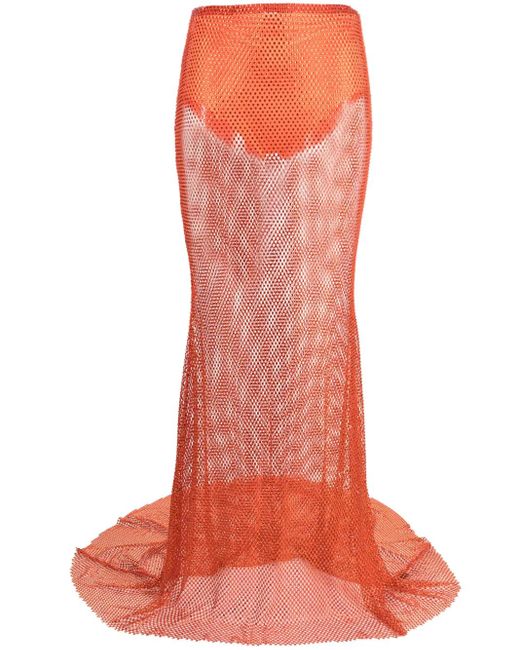 Falda larga con detalles de cristal GIUSEPPE DI MORABITO de color Orange