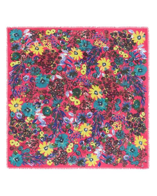 Bimba Y Lola Pink Floral-Print Square-Shape Shawl