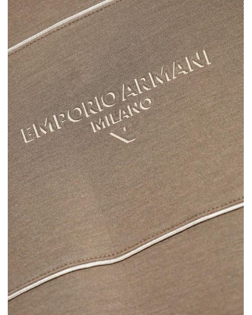 Emporio Armani Hoodie mit Logo-Print in Natural für Herren