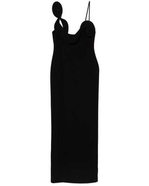 Magda Butrym Black Floral-Appliqué Maxi Dress