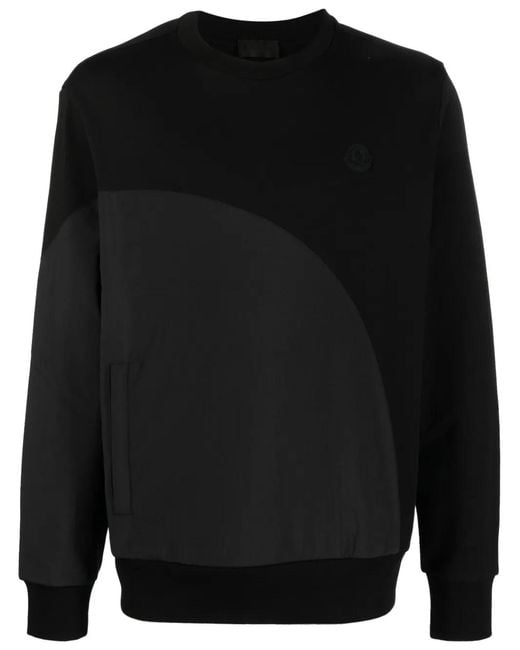 Moncler Black Rubberised-Logo Fleece Sweatshirt for men