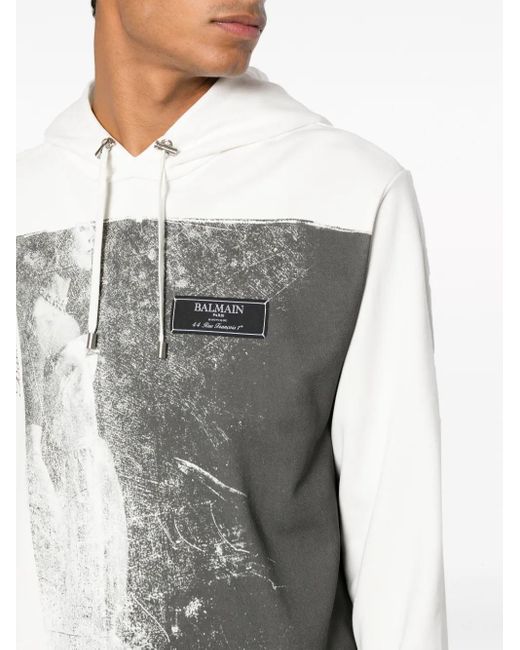 Balmain Gray Jolie Madame Cotton Hoodie for men