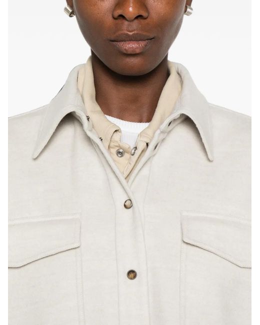 Brunello Cucinelli White Buttoned Flap-Pocket Jacket