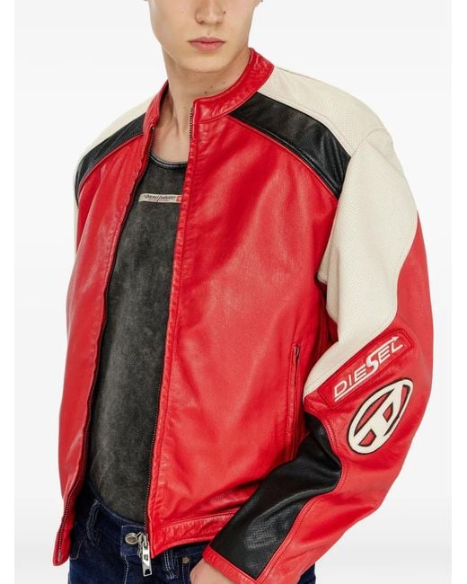 DIESEL Red Veste De Moto En Cuir for men
