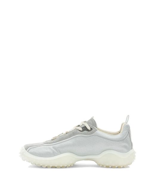 Miu Miu White Bubble Technical Fabric And Suede Sneakers