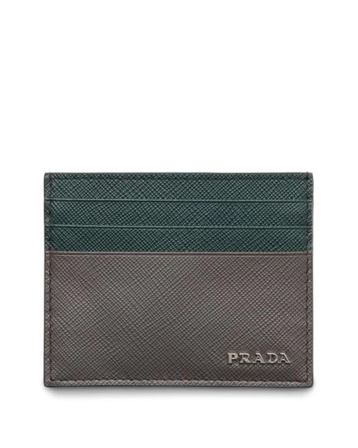 Prada Gray Two-Tone Card Holder for men