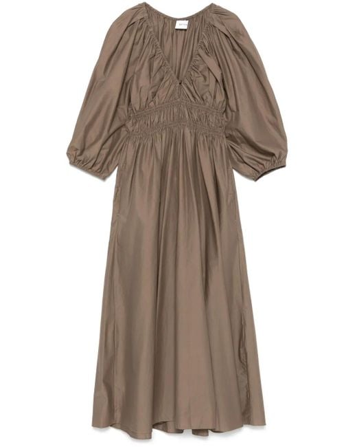 Matteau Natural Shirred Plunge Midi Dress