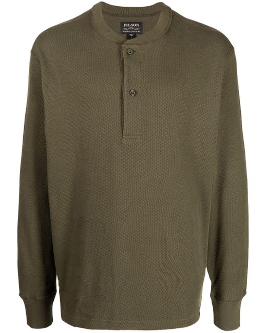 Filson Green Waffle-knit Henley Shirt for men